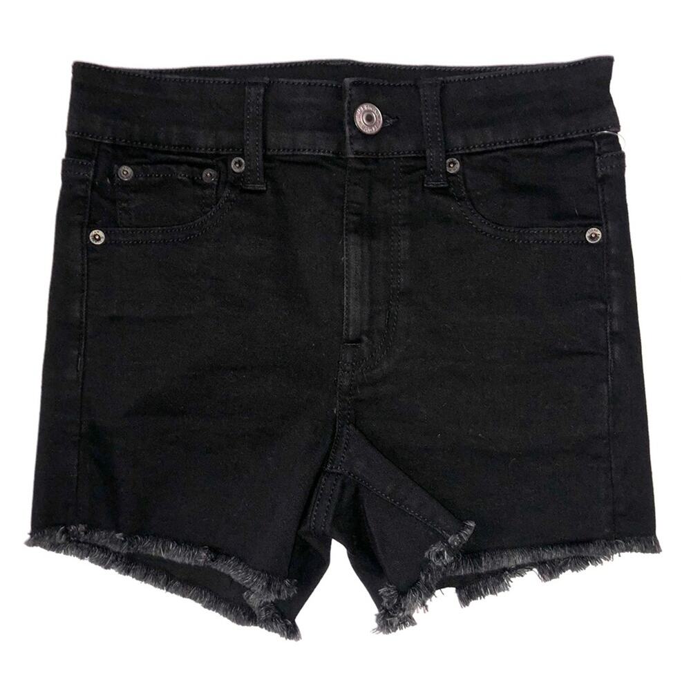 American Eagle Next Level Stretch High Rise Midi Black Denim Shorts 4